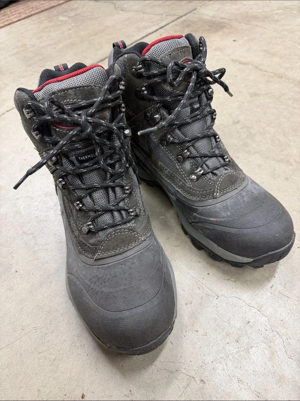 Kodiak Gray and Red Waterproof Hiking Boots